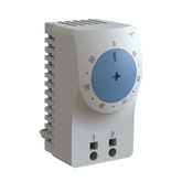 Termostato/Interruptor Para Control de Temperatura en Grados Fahrenheit, Para Uso con Ventiladores, Con Terminales de Conexión, y Clip para Riel Din de 35 mm, Color Gris Claro