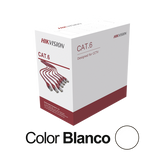 Bobina de Cable UTP 305 Mts / Cat 6 (24 AWG) / Color Blanco / PVC (CM) / Uso en Interior / CCA (Cobre con Aluminio) / Aplicaciones de CCTV y Redes de Datos