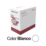 Bobina de Cable UTP 305 Mts / Cat 6 (24 AWG) / Color Blanco / PVC (CM) / Uso en Interior / CCA (Cobre con Aluminio) / Aplicaciones de CCTV y Redes de Datos