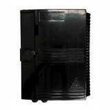 Caja terminal montada en pared de 16 núcleos material ABS color negro. Incluye adatpadores SC APC - Fibralink
