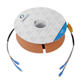 Carrete de Fibra Óptica Monomodo con conectores SC-SC Duplex, Reforzada con Kevlar, de 50 metros