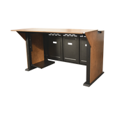 Estación Mobiliaria Profesional de Monitoreo y Control / Videovigilancia / Acceso / Alarmas / Etc... / Metal Negro y Madera Tono Claro