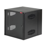 Gabinete AccessPlus de Montaje en Pared de 19in, Rieles Numerados y Roscados #10-32, Puerta con Ventana de Seguridad, 600 mm de Ancho, 762 mm de Profundidad, 19 UR, Color Negro