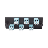 Placa Acopladora de Fibra Optica FAP, Con 6 Conectores LC Duplex (12 Fibras), Para Fibra Multimodo OM3/OM4, Color Aqua