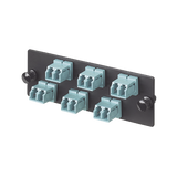 Placa Acopladora de Fibra Optica FAP, Con 6 Conectores LC Duplex (12 Fibras), Para Fibra Multimodo OM3/OM4, Color Aqua