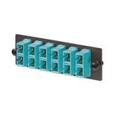 Placa Acopladora de Fibra Optica FAP, Con 6 Conectores SC Duplex (12 Fibras), Para Fibra Multimodo OM3/OM4, Color Aqua