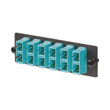 Placa Acopladora de Fibra Optica FAP, Con 6 Conectores SC Duplex (12 Fibras), Para Fibra Multimodo OM3/OM4, Color Aqua