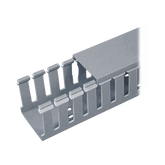 Canaleta Ranurada de PVC con Tapa, Tipo F, 32 mm de Ancho, 28.7 mm de Alto y 2 m de Largo, Color Gris