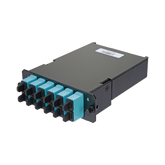 Placa Acopladora de Fibra Óptica FAP, Con 12 Pigtails y 6 Conectores SC Duplex (12 Fibras), Para Fibra Multimodo OM3/OM4, Color Aqua