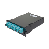 Placa Acopladora de Fibra Óptica FAP, Con 12 Pigtails y 6 Conectores LC Duplex (12 Fibras), Para Fibra Multimodo OM3/OM4, Color Aqua