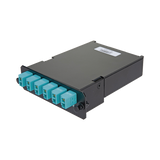 Placa Acopladora de Fibra Óptica FAP, Con 12 Pigtails y 6 Conectores LC Duplex (12 Fibras), Para Fibra Multimodo OM3/OM4, Color Aqua
