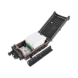 Caja de Distribución de Fibra Óptica para 48 empalmes con 16 acopladores SC/APC, enterrado directo, IP68