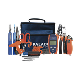 Kit de Herramientas Pro Plus para Instalación de Fibra Óptica con accesorios de limpieza de puertos/conectores, desforradoras de fibra óptica y medidor de potencia