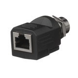 Adaptador IndustrialNet™ de M12 D-Code a Rj45, para Uso en Redes Industriales, Protección IP20 en RJ45 e IP68 en M12, Color Negro