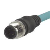 Cable de Conexión IndustrialNet Cat5e, Con Conector Recto M12 D-Code Macho en Ambos Extremos, Blindado S/FTP, Forro TPO, Color Azul Cerceta, 1 Metro