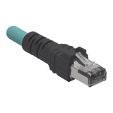 Cable de Conexión IndustrialNet Cat5e, de M12 D-Code Macho a Plug RJ45, Blindado S/FTP, Forro TPO, Color Azul Cerceta, 5 Metros