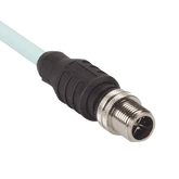 Cable de Conexión IndustrialNet Cat6A, Con Conector Recto M12 X-Code Macho en Ambos Extremos, Blindado SF/UTP, Forro TPO, Color Azul Cerceta, 1 Metro