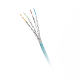 Bobina de Cable Blindado S/FTP Categoría 6A, Uso Industrial con Resistencia al Aceite, Rayos UV y Abrasión, Multifilar (Flexible), Color Azul Cerceta, Bobina de 500m