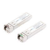 Transceptores Ópticos Industriales Bidireccionales SFP+ (Mini-Gbic) / Monomodo 1270 & 1330 nm / 10 Gbps / 10GBASE / Conector LC/UPC Simplex / DDM / Hasta 3 km / 2 Piezas