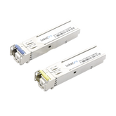 Transceptores Ópticos Industriales Bidireccionales SFP (Mini-Gbic) / Monomodo 1310 & 1550 nm / 1.25 Gbps / 1000BASE-BX / Conector LC/UPC Simplex / DDM / Hasta 10 km / 2 Piezas