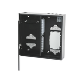 Distribuidor de fibra óptica, vació, 19in, para instalación en pared, "Acepta 48 acopladores SC simplex / 96 LC Duplex"