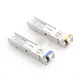 Transceptores Ópticos Bidireccionales SFP (Mini-Gbic) / Monomodo 1310 & 1550 nm / 1.25 Gbps / 1000BASE-BX / Conector LC/UPC Simplex / DDM / Hasta 20 km / 2 Piezas