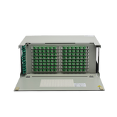 Distribuidor de Fibra Óptica para 96 empalmes, con 96 acopladores SC/APC y 96 pigtails, 19", 4 UR