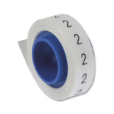 Rollo de Etiquetas Marcadoras, Pre-Impresos con el Número 2, de 2.4 metros, Color Blanco