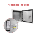 Gabinete de Acero IP66 / 300x400x200 mm / 11.8x15.7x7.9 in / IK10 / 30 kg / Placa Trasera Metálica