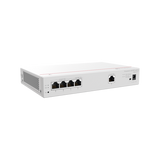 Router Multi-Servicio / 1 puerto 10/100/1000 Mbps(WAN) / 4 puertos 10/100/1000 Mbps(LAN) PoE+ (802.3af/at) / 50W / Rendimiento 1 Gbps / Controla hasta 32 APs / Hasta 150 Clientes / Administración Nube Gratis