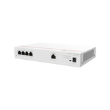 Router Multi-Servicio / 1 puerto 10/100/1000 Mbps(WAN) / 4 puertos 10/100/1000 Mbps(LAN) PoE+ (802.3af/at) / 50W / Rendimiento 1 Gbps / Controla hasta 32 APs / Hasta 150 Clientes / Administración Nube Gratis