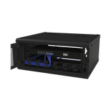Gabinete de Pared Fijo, Con 4 Unidades de Rack, de 19 in, Fabricado en Acero, Puerta Perforada.