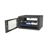 Gabinete para Montaje en Pared, con Puerta de Cristal Templado, Cuerpo Fijo, con 6 Unidades de Rack, de 19in, Fabricado en Acero
