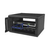 Gabinete para Montaje en Pared, con Puerta de Cristal Templado, Cuerpo Fijo, con 6 Unidades de Rack, de 19in, Fabricado en Acero