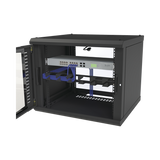Gabinete para Montaje en Pared Fijo, con 9 Unidades de Rack, de 19in, Puerta de Cristal Templado, Fabricado en Acero