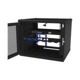 Gabinete de Pared Fijo, Puerta Perforada, con Rack de 19in, 9 Unidades de Rack
