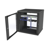 Gabinete para Montaje en Pared Cuerpo Fijo, con 12 Unidades de Rack, de 19in, Puerta de Cristal Templado, Fabricado en Acero
