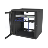 Gabinete para Montaje en Pared Cuerpo Fijo, con 12 Unidades de Rack, de 19in, Puerta de Cristal Templado, Fabricado en Acero