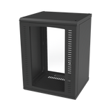 Gabinete para Montaje en Pared, Puerta de Cristal Templado, Cuerpo Fijo con Rack 19" de 16 Unidades