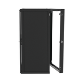 Gabinete Abatible de Pared (Con Marco Trasero) con Rack 19" de 24 Unidades. Ventana de Cristal Templado.