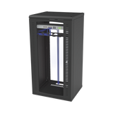 Gabinete para Montaje en Pared, Puerta de Cristal Templado, Cuerpo Fijo con Rack 19" de 24 Unidades