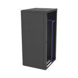 Gabinete para Montaje en Pared, Puerta de Cristal Templado, Cuerpo Fijo con Rack 19" de 24 Unidades