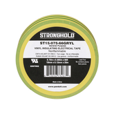 Cinta Eléctrica STRONGHOLD para Aislar, de PVC, Uso Construcción General en Tierras Físicas, Grosor de 0.13 mm (5 mil), Ancho de 19.05 mm, y 20.12 m de Largo, Color Amarillo/Verde.