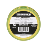 Cinta Eléctrica STRONGHOLD para Aislar, de PVC, Uso Construcción General en Tierras Físicas, Grosor de 0.13 mm (5 mil), Ancho de 19.05 mm, y 20.12 m de Largo, Color Amarillo/Verde.