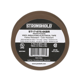 Cinta Eléctrica STRONGHOLD para Aislar, de PVC, Uso General Reparación y Mantenimiento, Grosor de 0.18mm (7 mil), Ancho de 19mm, y 20.12m de Largo, Color Café