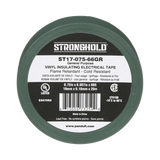 Cinta Eléctrica STRONGHOLD para Aislar, de PVC, Uso General Reparación y Mantenimiento, Grosor de 0.18mm (7 mil), Ancho de 19mm, y 20.12m de Largo, Color Verde