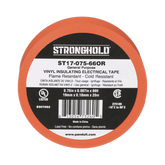 Cinta Eléctrica STRONGHOLD para Aislar, de PVC, Uso General Reparación y Mantenimiento, Grosor de 0.18mm (7 mil), Ancho de 19mm, y 20.12m de Largo, Color Naranja