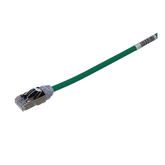 Patch Cord Cat6A, Diametro Reducido 28 AWG, Blindado S/FTP, CM/LS0H, 20 cm, Color Verde