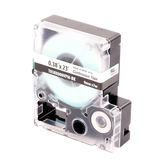 Casete de Etiquetas de Vinilo de Cinta Continua, Color Negro Sobre Blanco, Uso Interior/Exterior, 9 mm de Ancho x 7.6 Metros de Largo