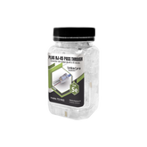 Bote con 100 Plugs Pass through RJ45 Cat5e sin blindaje, chapado de oro a 30 micras para durabilidad extrema